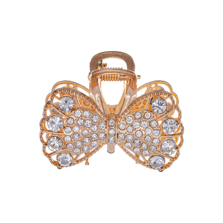 Bow decorated with clear stones, shark tooth 4.3 cm