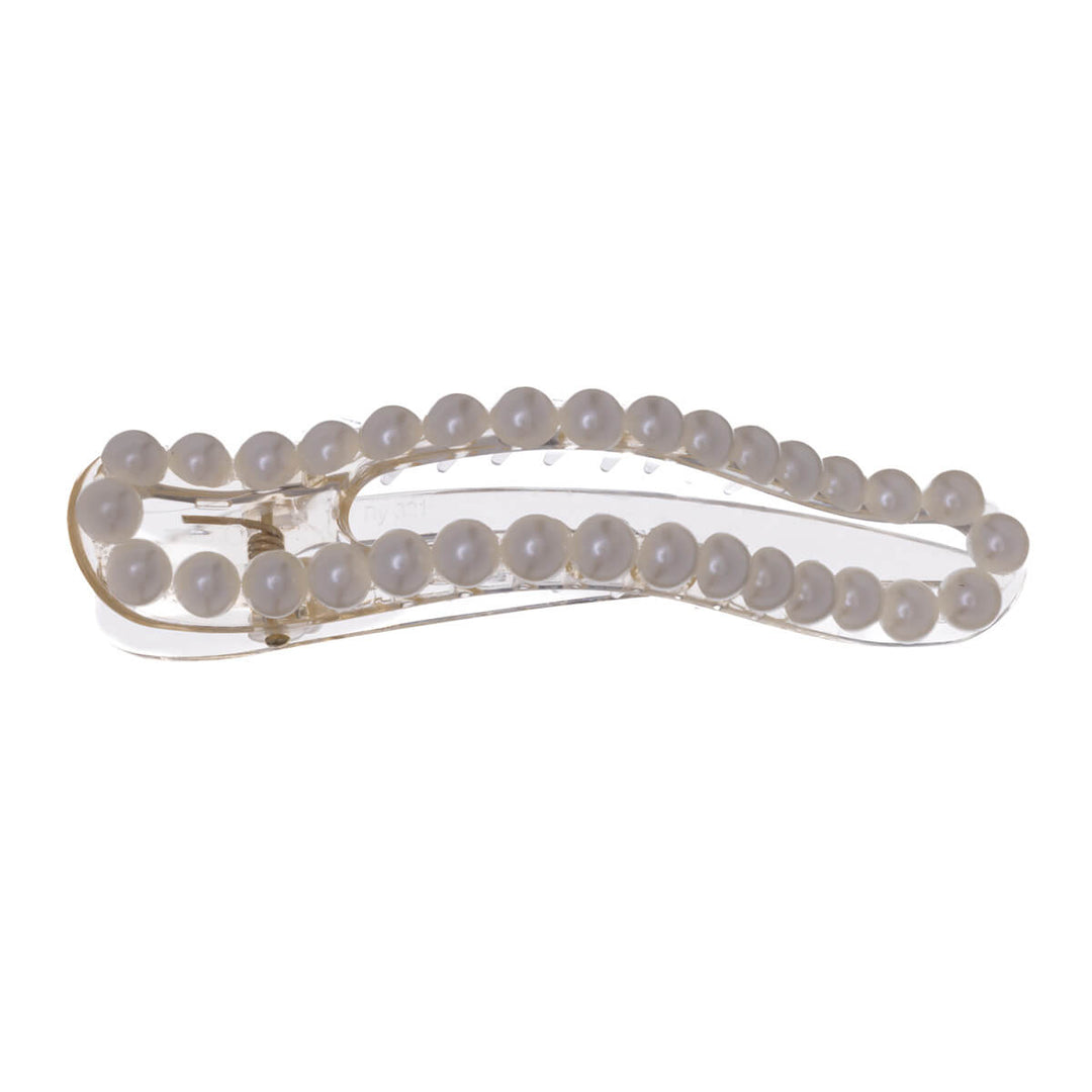 Pearl decorated plastic hair clip with beak