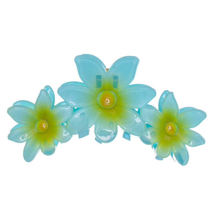 Three flower shark tooth plastic hair clip 11cm