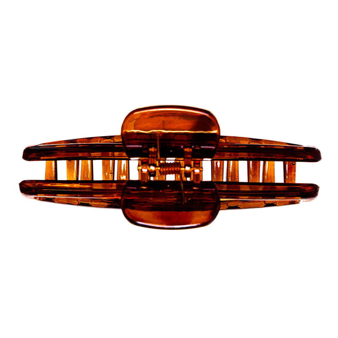 Large shark-tooth rectangular curved hair clip, 10.8 cm