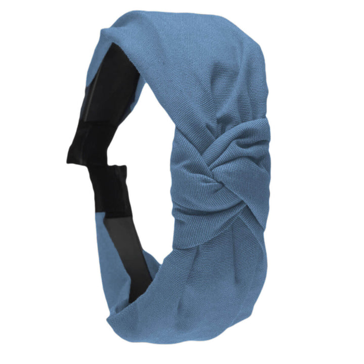 Solid colored jeans hairband with knot 2,9cm