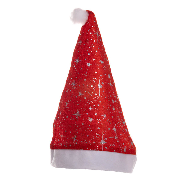 Red elfin cap with star pattern