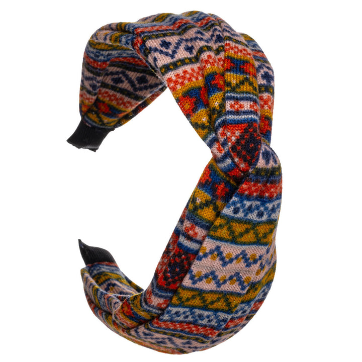 Wide hairband ethnic Aztec patterning