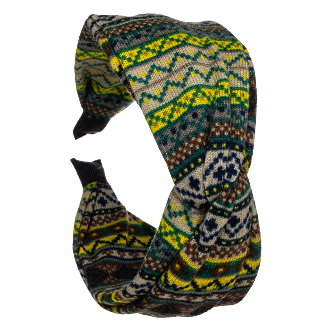 Wide hairband ethnic Aztec patterning