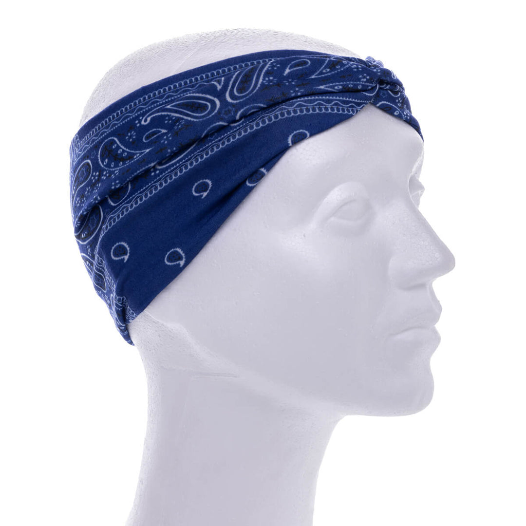 Wide elastic hairband bandana with paisley patterning