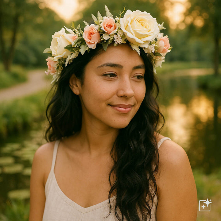 Stunning wreath for hair with roses