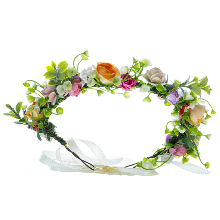 Monivärinen Kukkaseppele Päähän