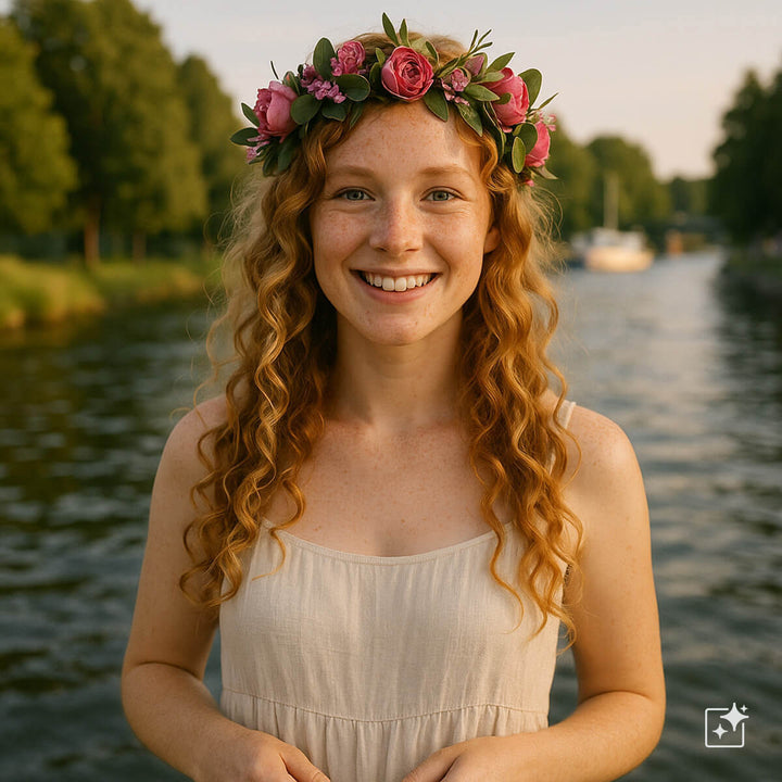 Vihreä Kukkaseppele Värikkäillä Kukilla