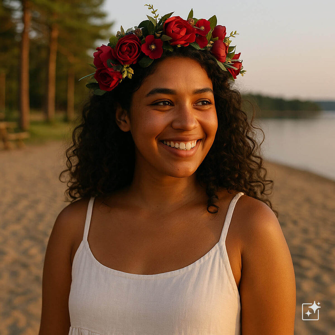 Vihreä Kukkaseppele Värikkäillä Kukilla