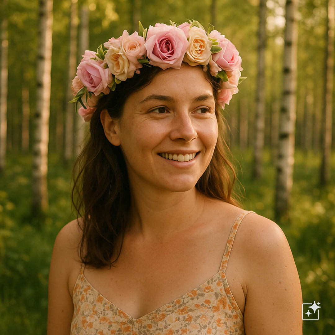 Blumenkranz mit großen Rosen