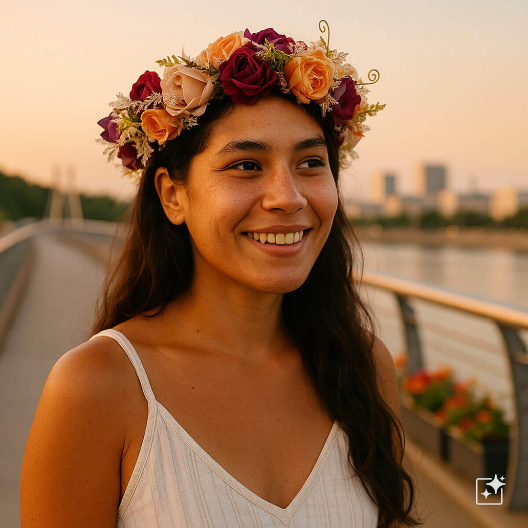 Reichhaltiger mehrfarbiger böhmischer Blumenkranz