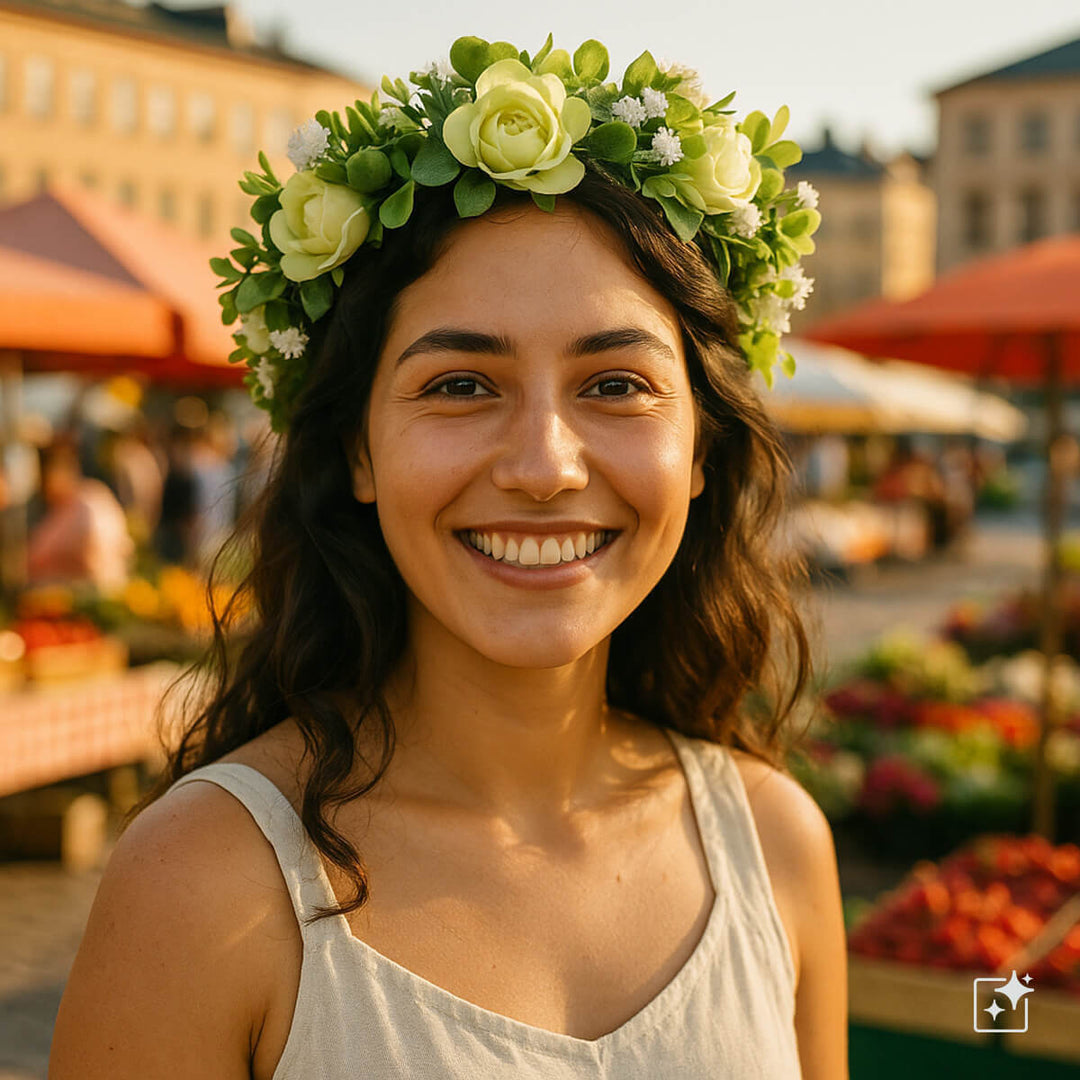 Blomkrans av mörka rosor