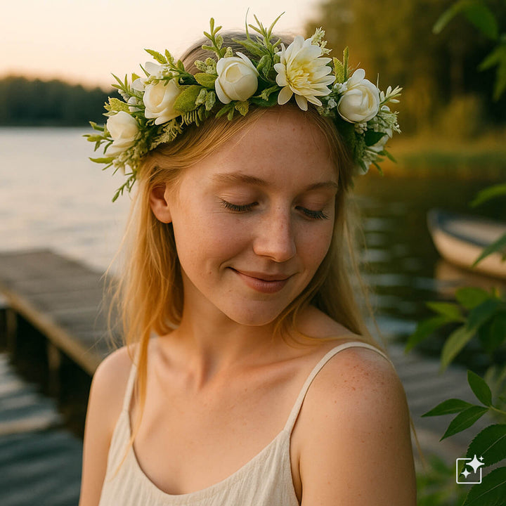 Bohemisk vit blomsterkrans