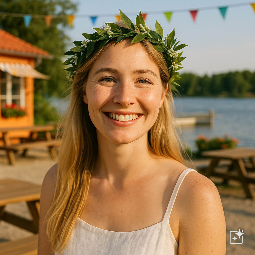 Flower Wreath of Forest Green Leaves