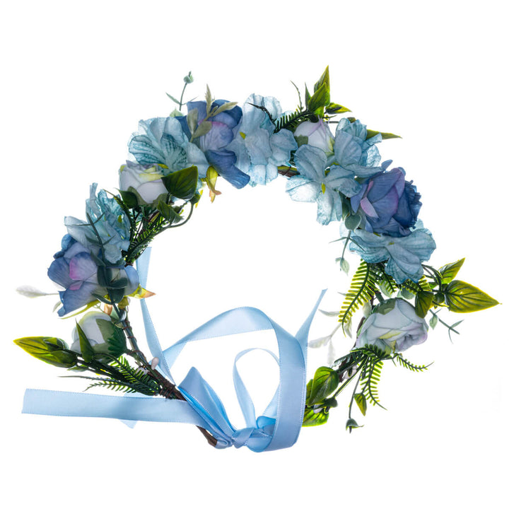 Blue Flower Wreath with Roses