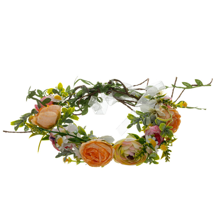 Peach-pink wildflower wreath