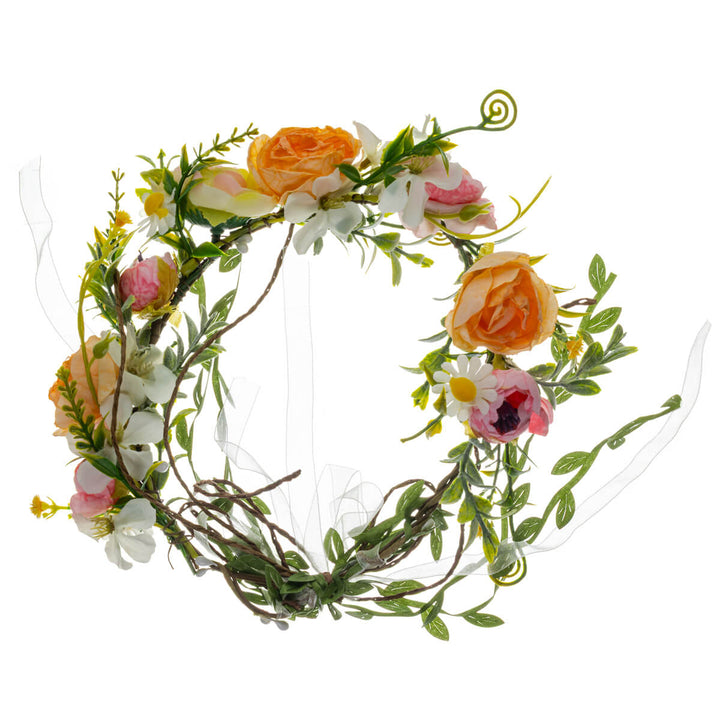 Peach-pink wildflower wreath