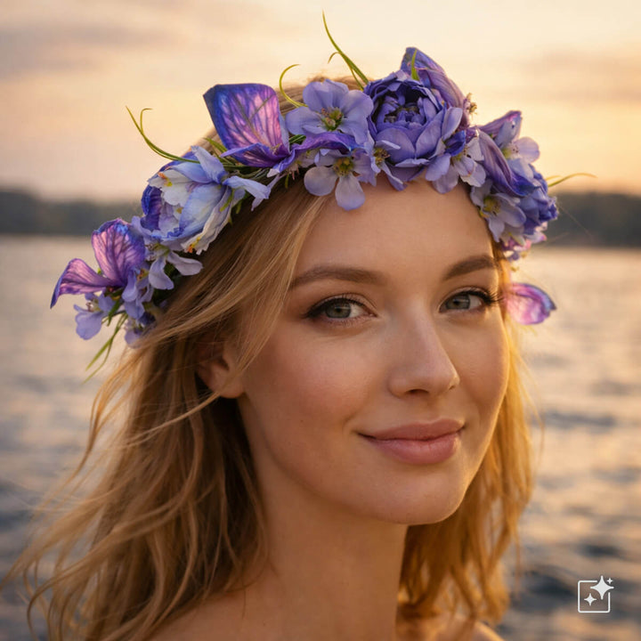 Purple butterfly flower wreath