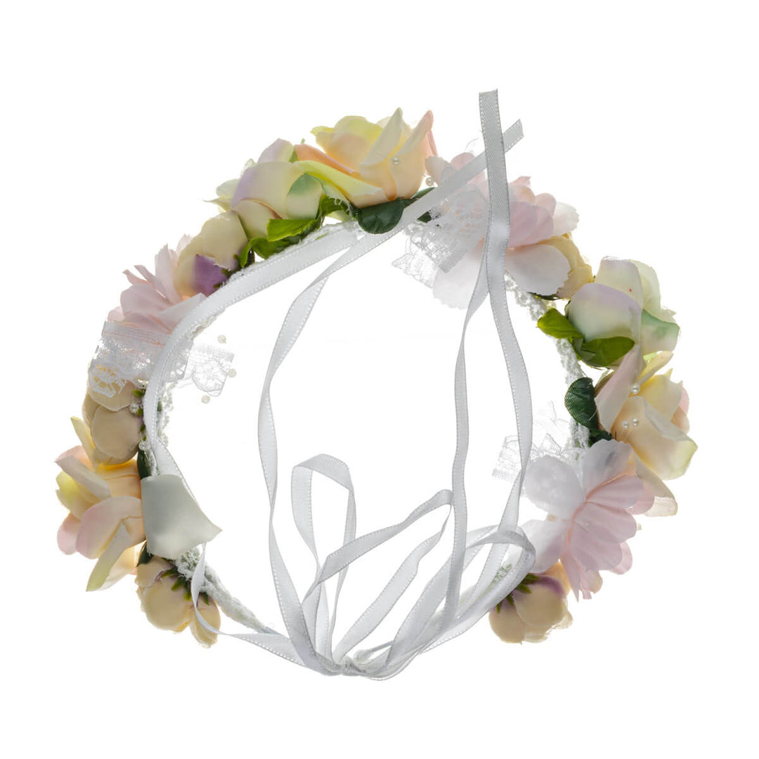 Light pink lace flower crown with pearls
