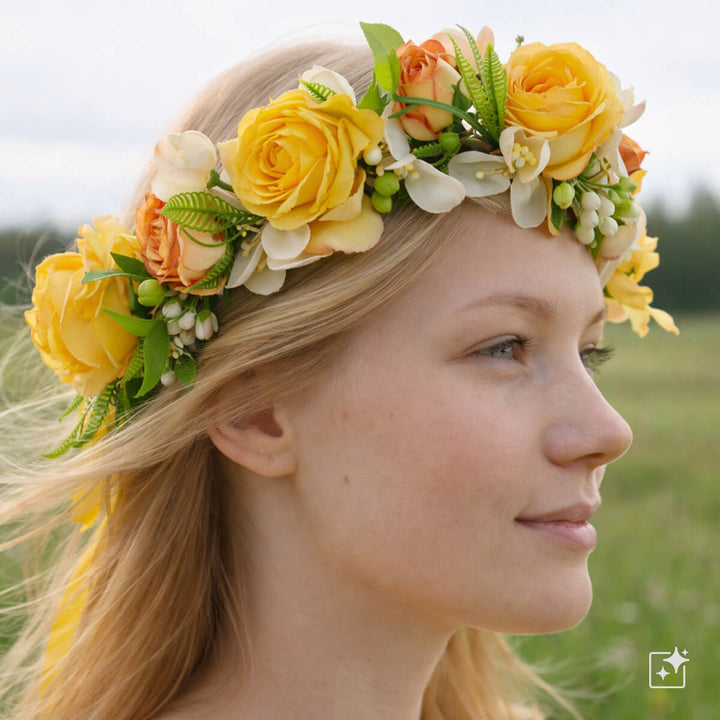 Peach-yellow flower wreath