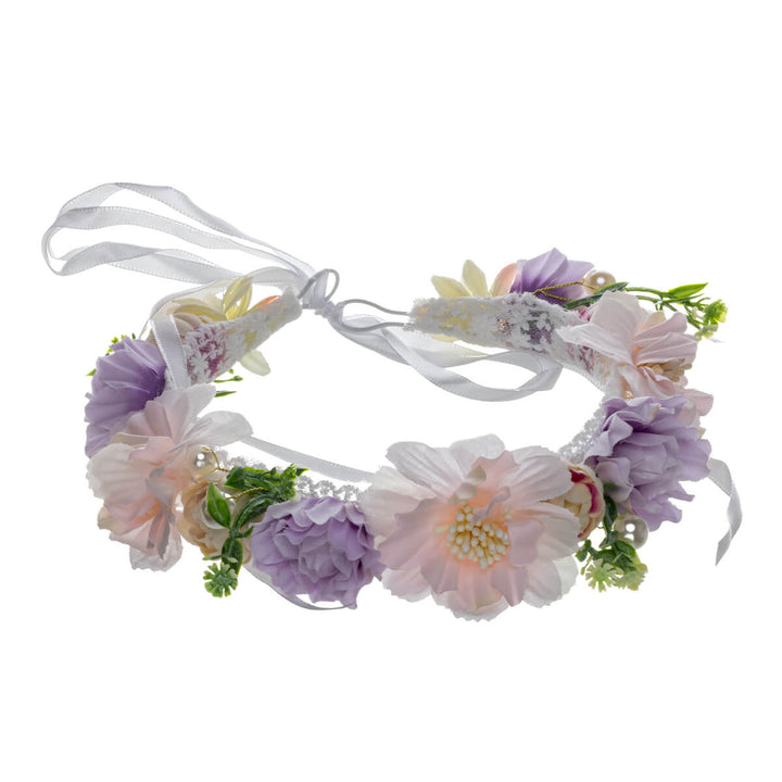 Pastel lace flower wreath with pearls