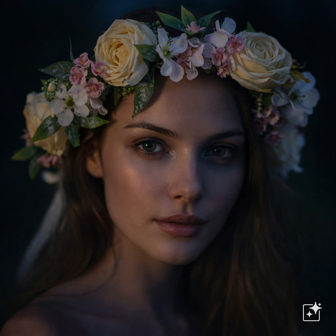 White rose wreath with light pink flowers