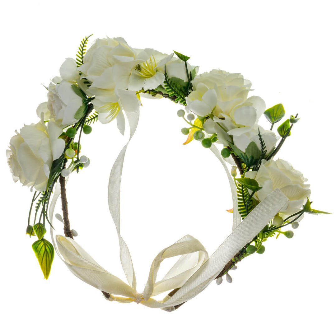 Weißer Blumenkranz mit Rosen