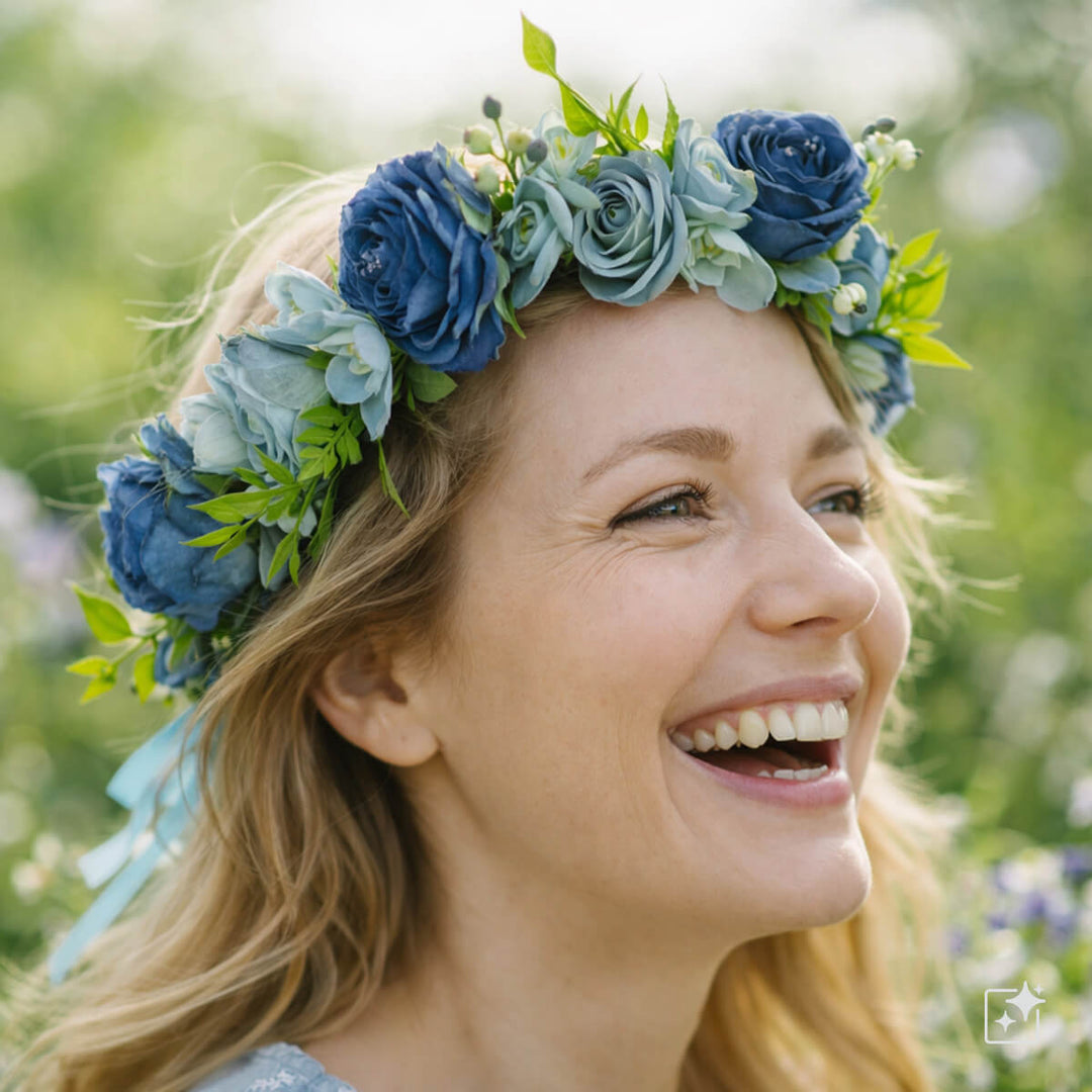 Blue floral wreath with roses