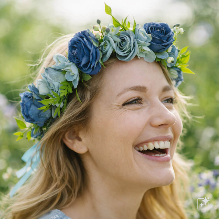 Blue floral wreath with roses