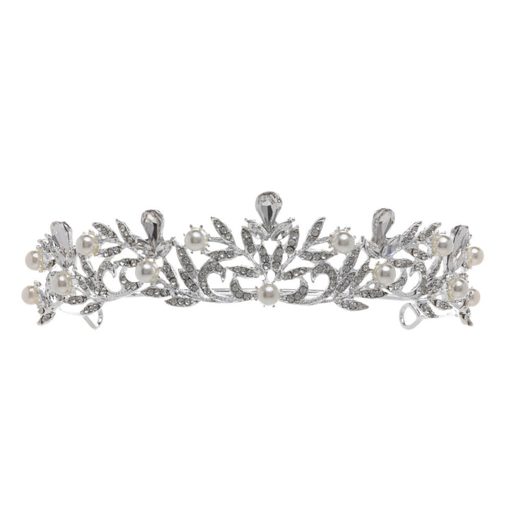 Flower garland tiara with pearls festive hairband