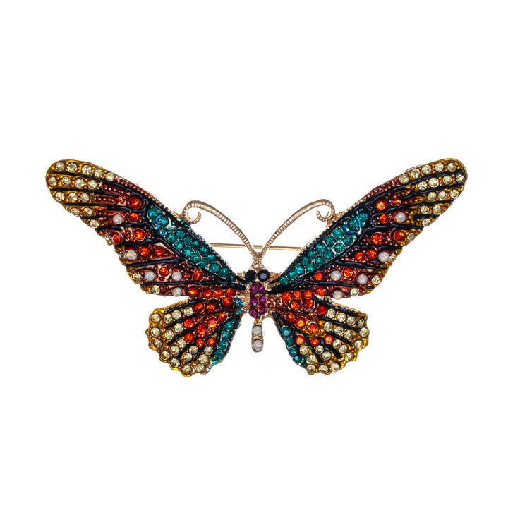 Sparkling butterfly brooch with glass stones