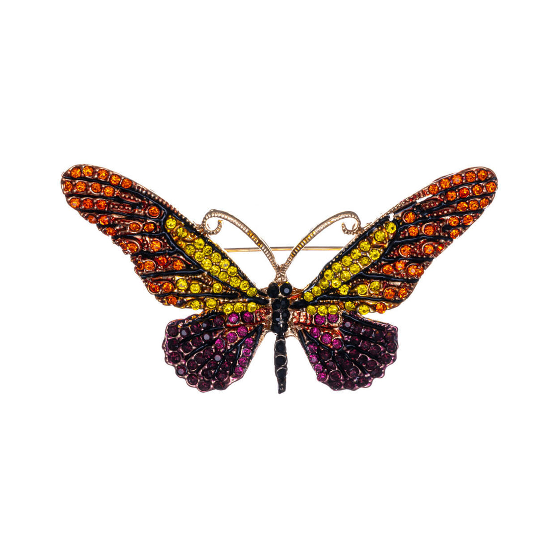 Sparkling butterfly brooch with glass stones