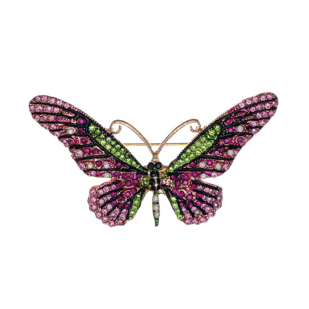 Sparkling butterfly brooch with glass stones