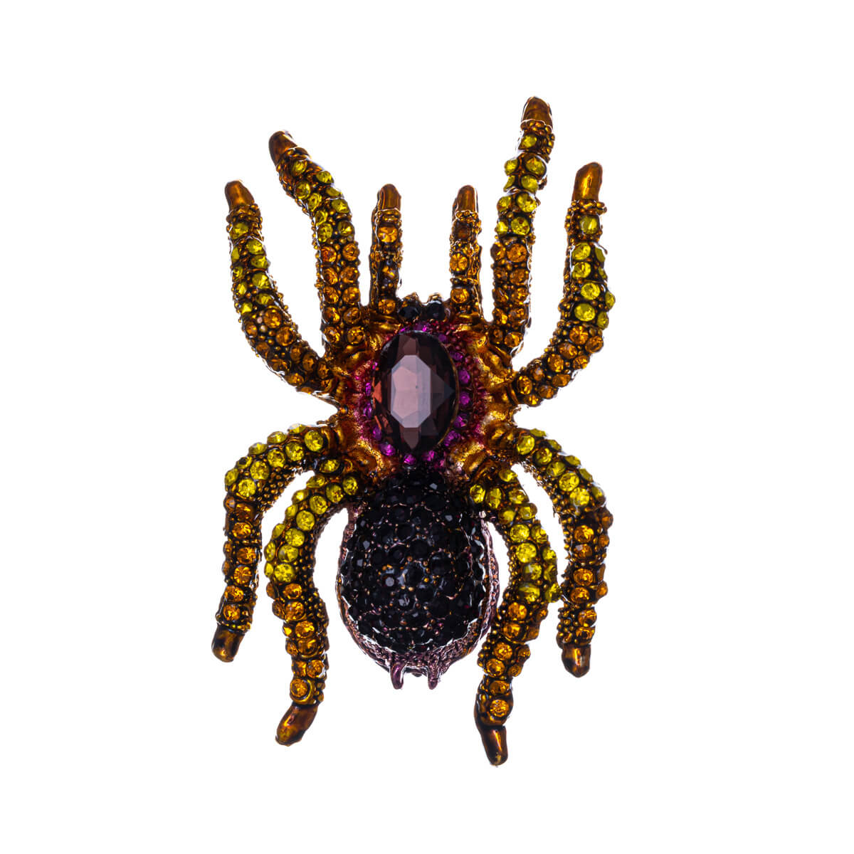 Sparkling spider brooch with glass stones