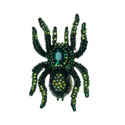 Sparkling spider brooch with glass stones