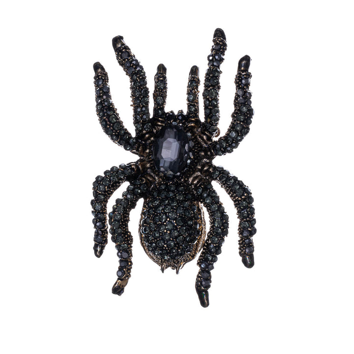 Sparkling spider brooch with glass stones