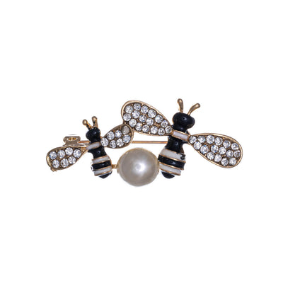 Sparkling wasps brooch with bead