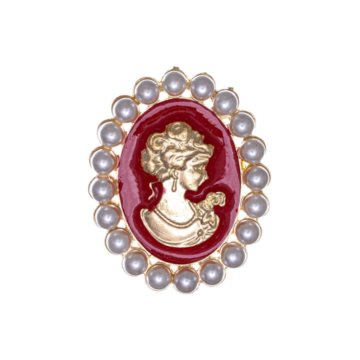 Beaded cameo brooch