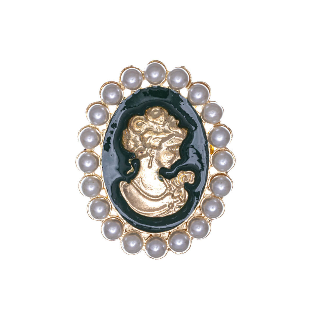 Beaded cameo brooch