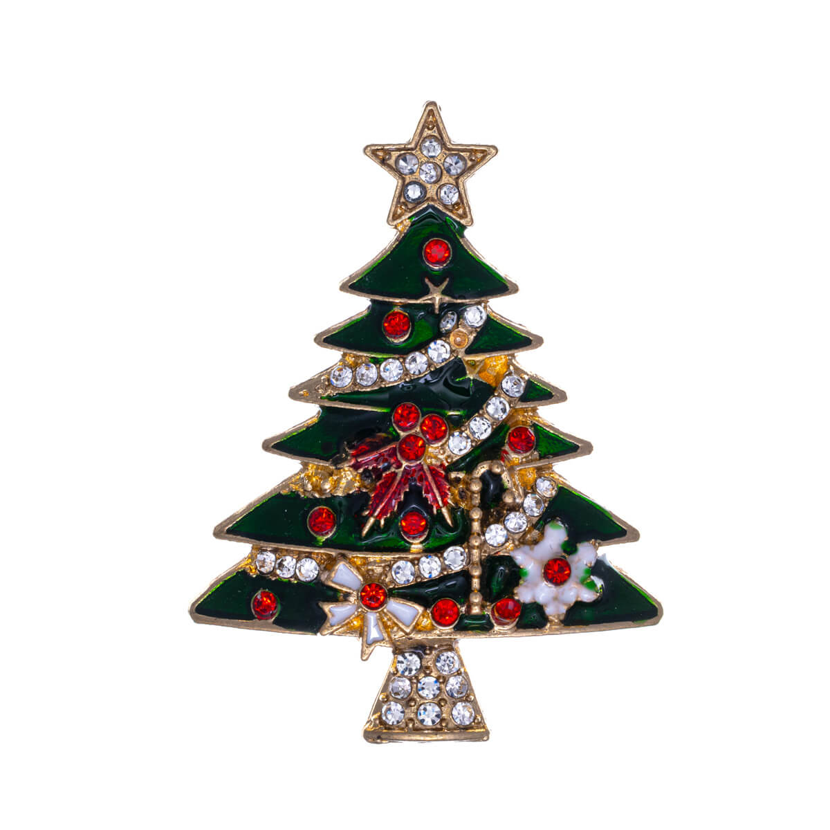 Christmas tree brooch with Christmas ornament star