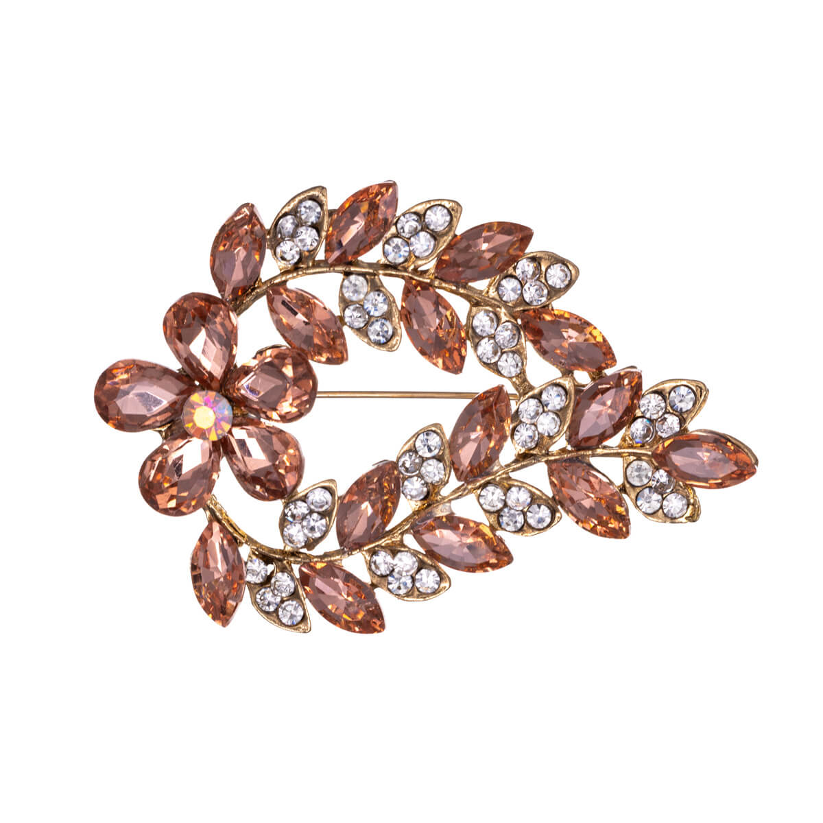 Sparkling flower wreath brooch
