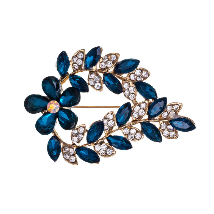 Sparkling flower wreath brooch