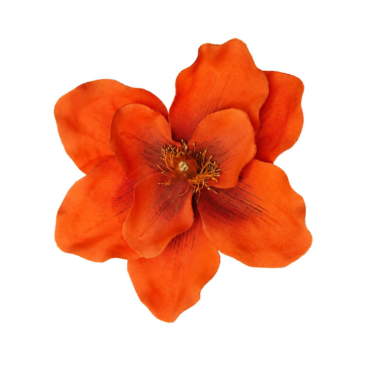 Large hair flower with Flower brooch and gold accents, 21 cm