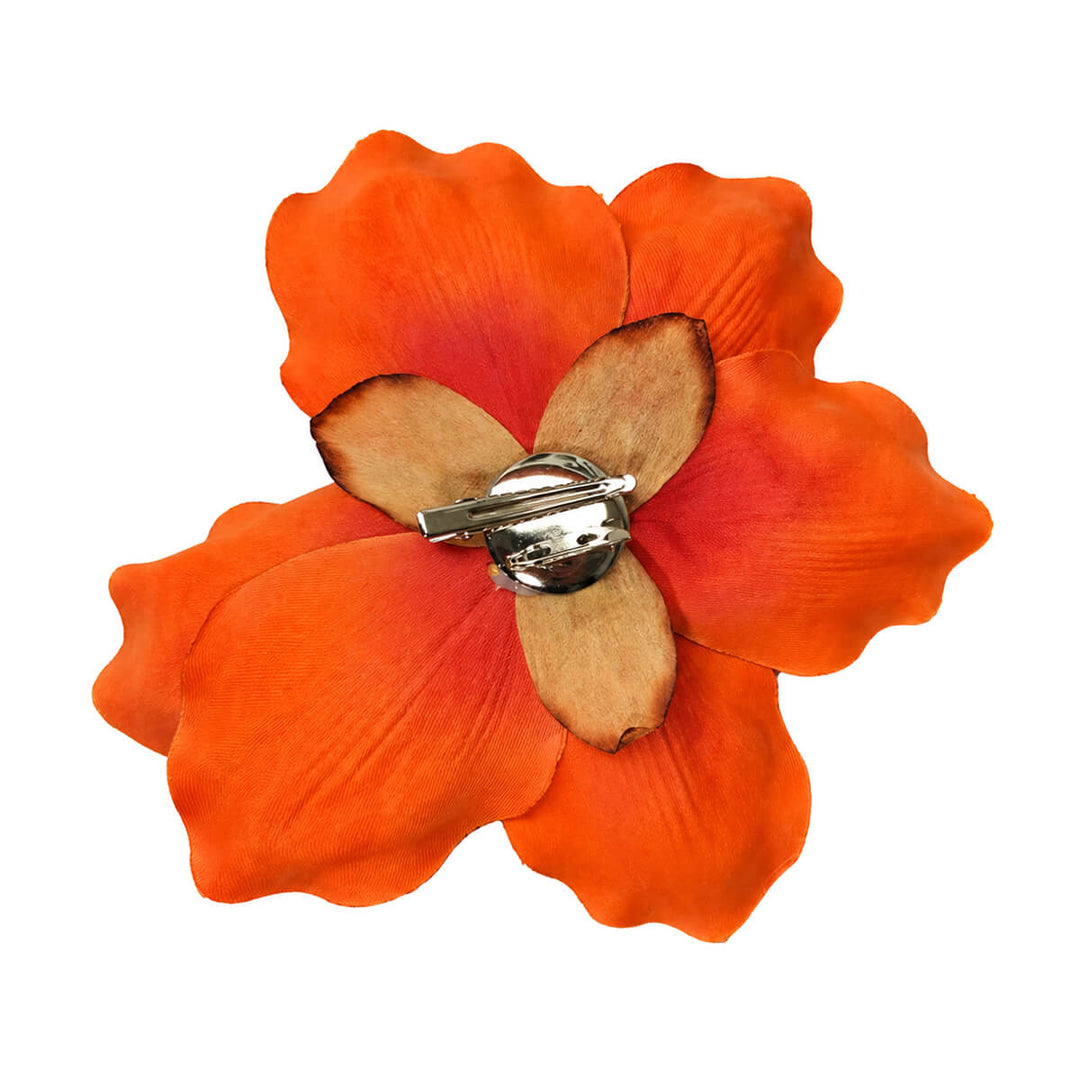 Large hair flower with Flower brooch and gold accents, 21 cm