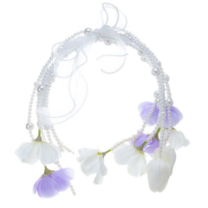 Helmikaari-Brautstrauß – weiß-violette Kunstblumen