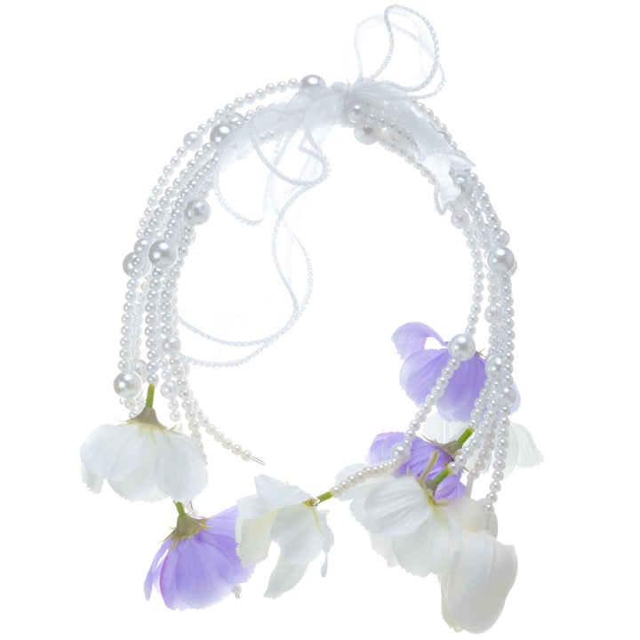 Helmikaari-Brautstrauß – weiß-violette Kunstblumen