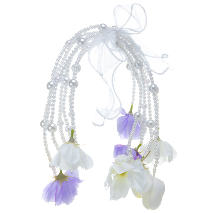 Helmikaari-Brautstrauß – weiß-violette Kunstblumen