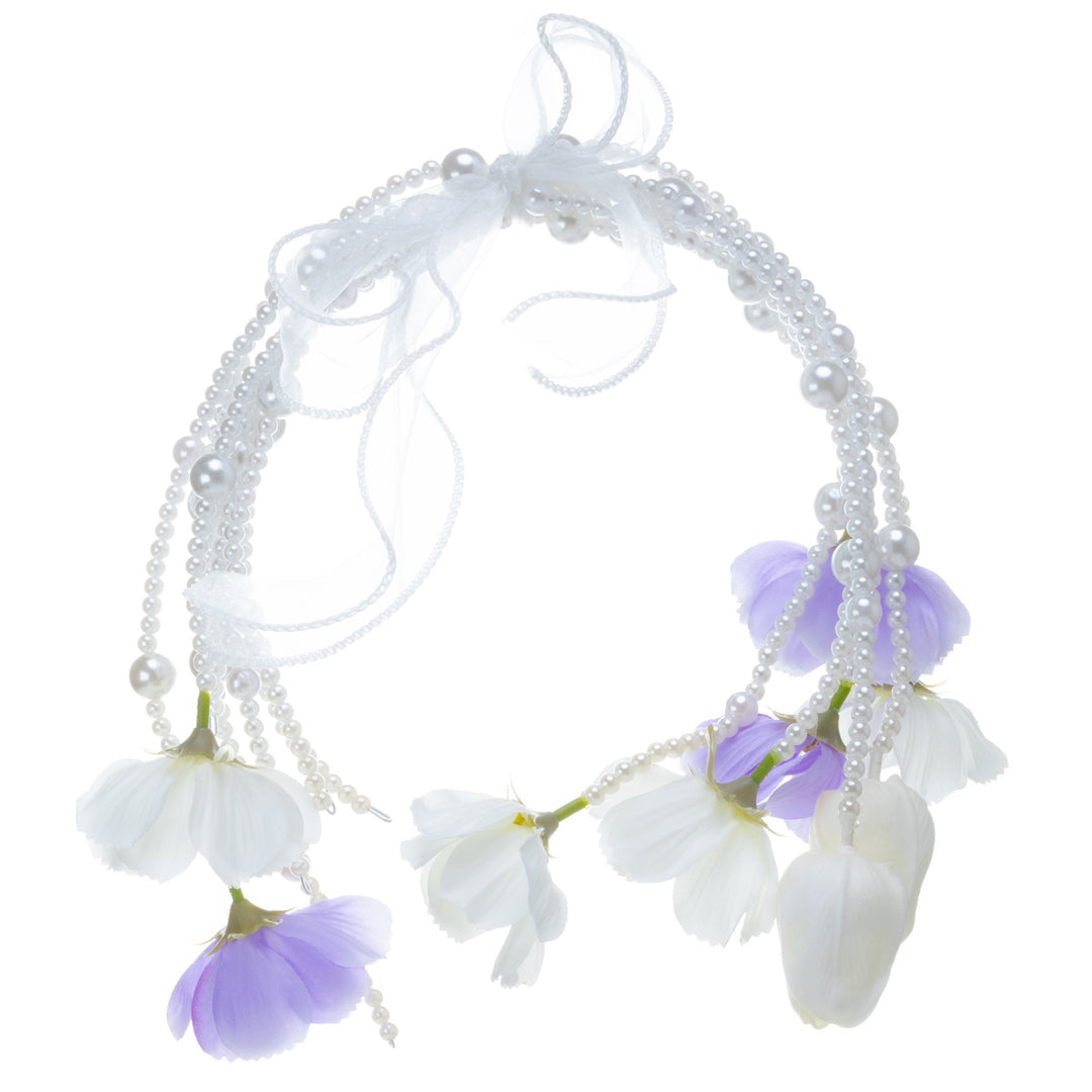 Helmikaari-Brautstrauß – weiß-violette Kunstblumen