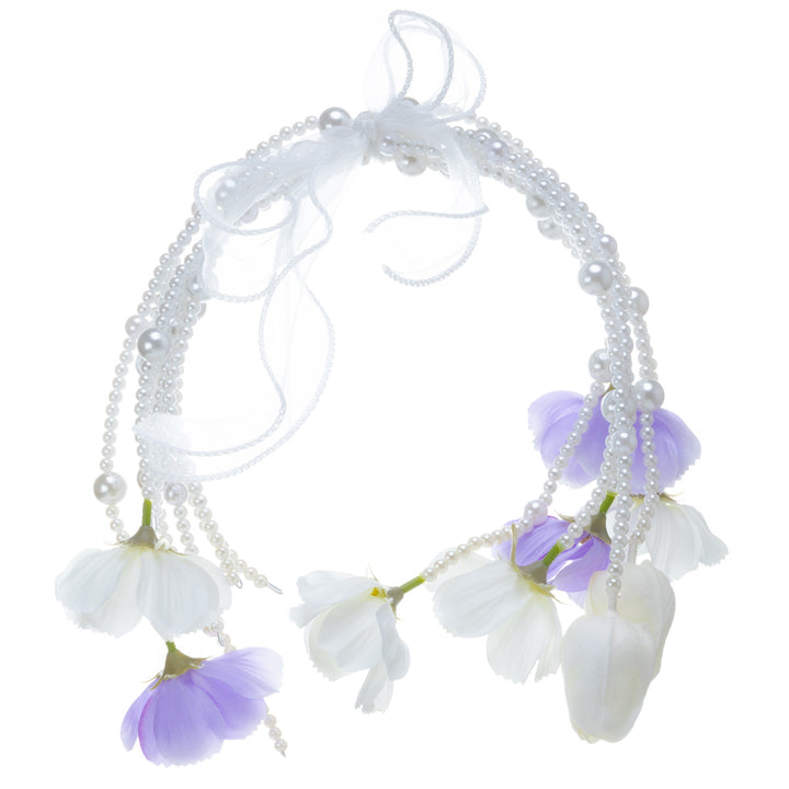 Helmikaari-Brautstrauß – weiß-violette Kunstblumen