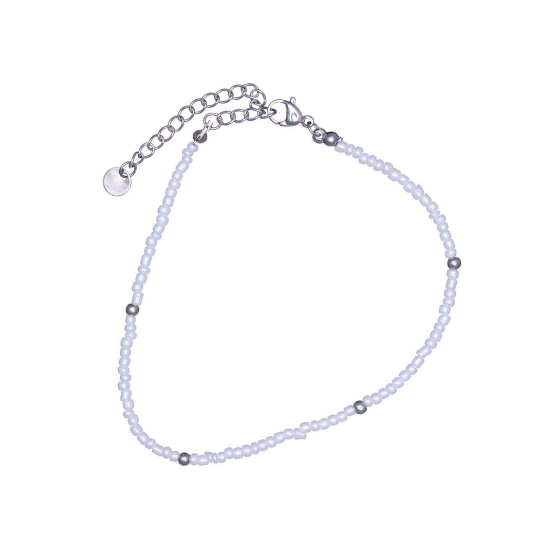 Steel ankle chain with small coloured beads (Steel 316L)